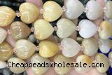 HEAR09 15 inches 20mm heart yellow jade gemstone beads