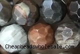 JASP01 15 inches 8mm faceted round wooden jasper gemstone beads