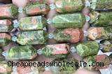 NUGG01 15 inches 12*25mm – 13*28mm faceted nuggets unakite beads