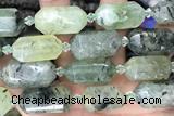 NUGG08 15 inches 12*25mm – 13*28mm faceted nuggets green rutilated quartz beads