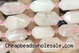 NUGG17 15 inches 12*25mm – 13*28mm faceted nuggets rose quartz beads