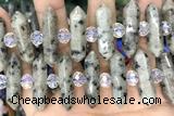 NUGG35 15 inches 8*32mm faceted nuggets sesame jasper gemstone beads