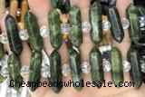 NUGG42 15 inches 8*32mm faceted nuggets green China jade gemstone beads