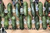 NUGG43 15 inches 8*32mm faceted nuggets green China jade gemstone beads