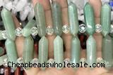 NUGG48 15 inches Top drilled 8*32mm faceted nuggets green aventurine gemstone beads