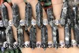 NUGG53 15 inches Top drilled 8*32mm faceted nuggets black labradorite gemstone beads