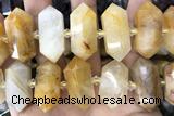 NUGG67 15 inches 12*23mm - 15*30mm faceted nuggets yellow jade gemstone beads