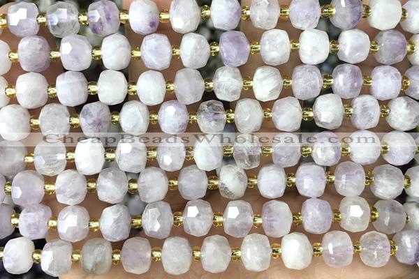 ROND135 15 inches 6*8mm faceted rondelle kunzite gemstone beads