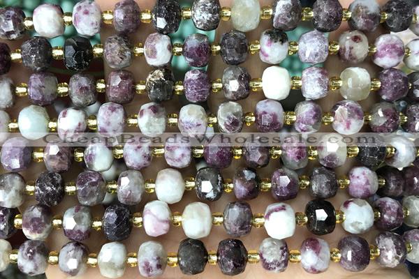 ROND140 15 inches 6*8mm faceted rondelle tourmaline gemstone beads