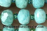 ROND142 15 inches 6*8mm faceted rondelle amazonite gemstone beads