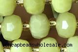 ROND146 15 inches 6*8mm faceted rondelle Korea jade gemstone beads