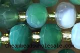 ROND149 15 inches 6*8mm faceted rondelle banded agate beads