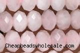 ROSE02 15 inches 4*6mm faceted rondelle rose quartz gemstone beads