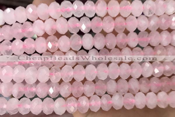 ROSE03 15 inches 5*8mm faceted rondelle rose quartz gemstone beads