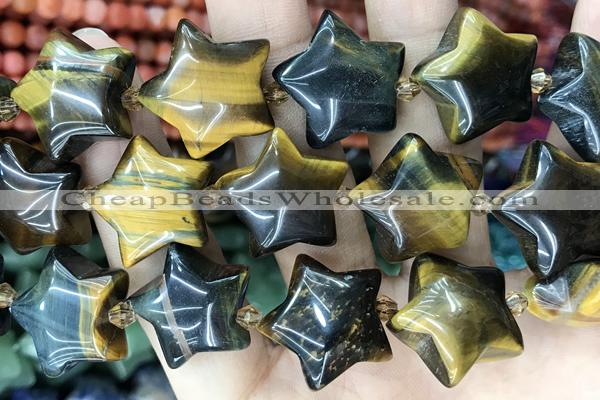 STAR36 15 inches 20mm star yellow tiger eye beads