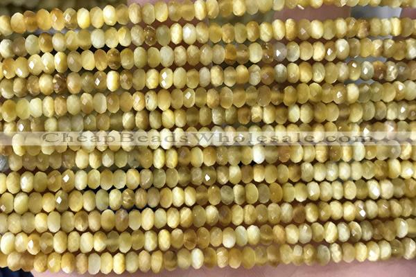 TIGE09 15 inches 2*4mm faceted rondelle golden tiger eye beads