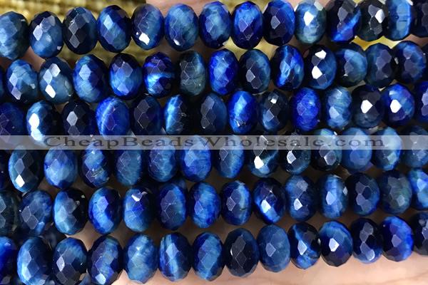 TIGE20 15 inches 6*10mm faceted rondelle blue tiger eye beads