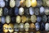 TIGE21 15 inches 2*4mm faceted rondelle golden & blue tiger eye beads