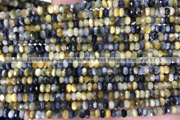 TIGE21 15 inches 2*4mm faceted rondelle golden & blue tiger eye beads