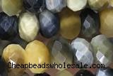 TIGE22 15 inches 4*6mm faceted rondelle golden & blue tiger eye beads