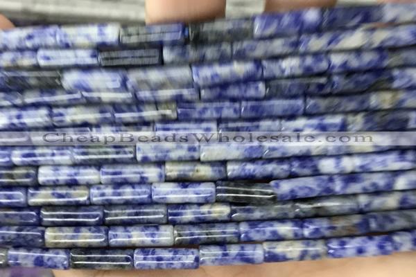 TUBE17 15 inches 4*13mm tube blue spot stone gemstone beads