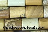 TUBE52 15 inches 6*8mm tube picture jasper gemstone beads