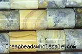 TUBE55 15 inches 6*8mm tube yellow crazy lace agate gemstone beads