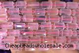 TUBE73 15 inches 8*12mm faceted tube rose quartz gemstone beads