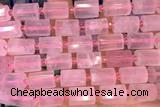 TUBE86 15 inches 10*14mm faceted tube rose quartz beads