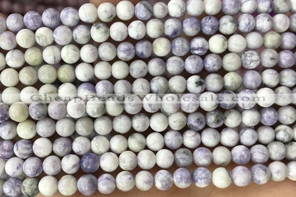 TURQ01 15 inches 4mm round purple howlite turquoise beads