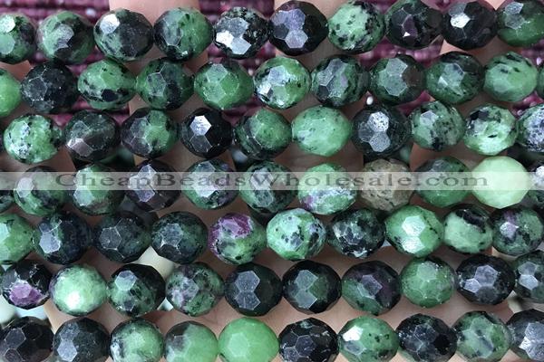 ZOIS01 15 inches 8mm faceted round ruby zoisite gemstone beads