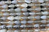 AGAT262 15 inches 8*12mm faceted teardrop grey agate beads