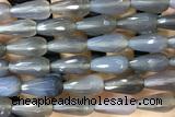 AGAT264 15 inches 10*20mm faceted teardrop grey agate beads