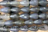 AGAT265 15 inches 13*18mm faceted teardrop grey agate beads