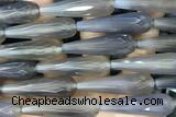 AGAT266 15 inches 12*40mm faceted teardrop grey agate beads