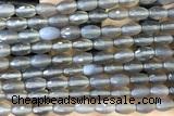 AGAT270 15 inches 6*9mm faceted rice grey agate beads