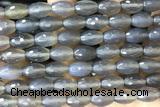 AGAT271 15 inches 8*12mm faceted rice grey agate beads