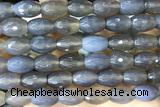 AGAT272 15 inches 10*14mm faceted rice grey agate beads