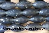 AGAT274 15 inches 15*30mm faceted rice grey agate beads