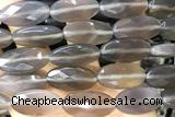 AGAT276 15 inches 15*30mm faceted oval grey agate beads