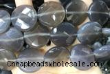 AGAT279 15 inches 25mm faceted coin grey agate beads