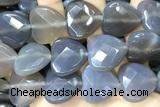 AGAT281 15 inches 25mm faceted heart grey agate beads