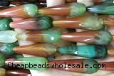 AGAT293 15 inches 12*50mm faceted teardrop rainbow agate beads