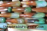 AGAT294 15 inches 12*50mm faceted teardrop rainbow agate beads