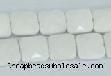 CAA04 15.5 inches 10*10mm faceted square white agate gemstone beads