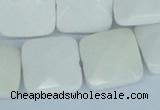 CAA06 15.5 inches 18*18mm faceted square white agate gemstone beads