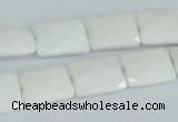 CAA07 15.5 inches 10*14mm faceted rectangle white agate gemstone beads