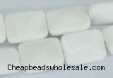 CAA08 15.5 inches 15*20mm faceted rectangle white agate gemstone beads