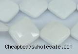 CAA10 15.5 inches 18*18mm faceted diamond white agate gemstone beads