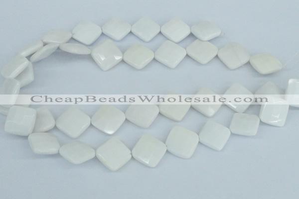 CAA10 15.5 inches 18*18mm faceted diamond white agate gemstone beads